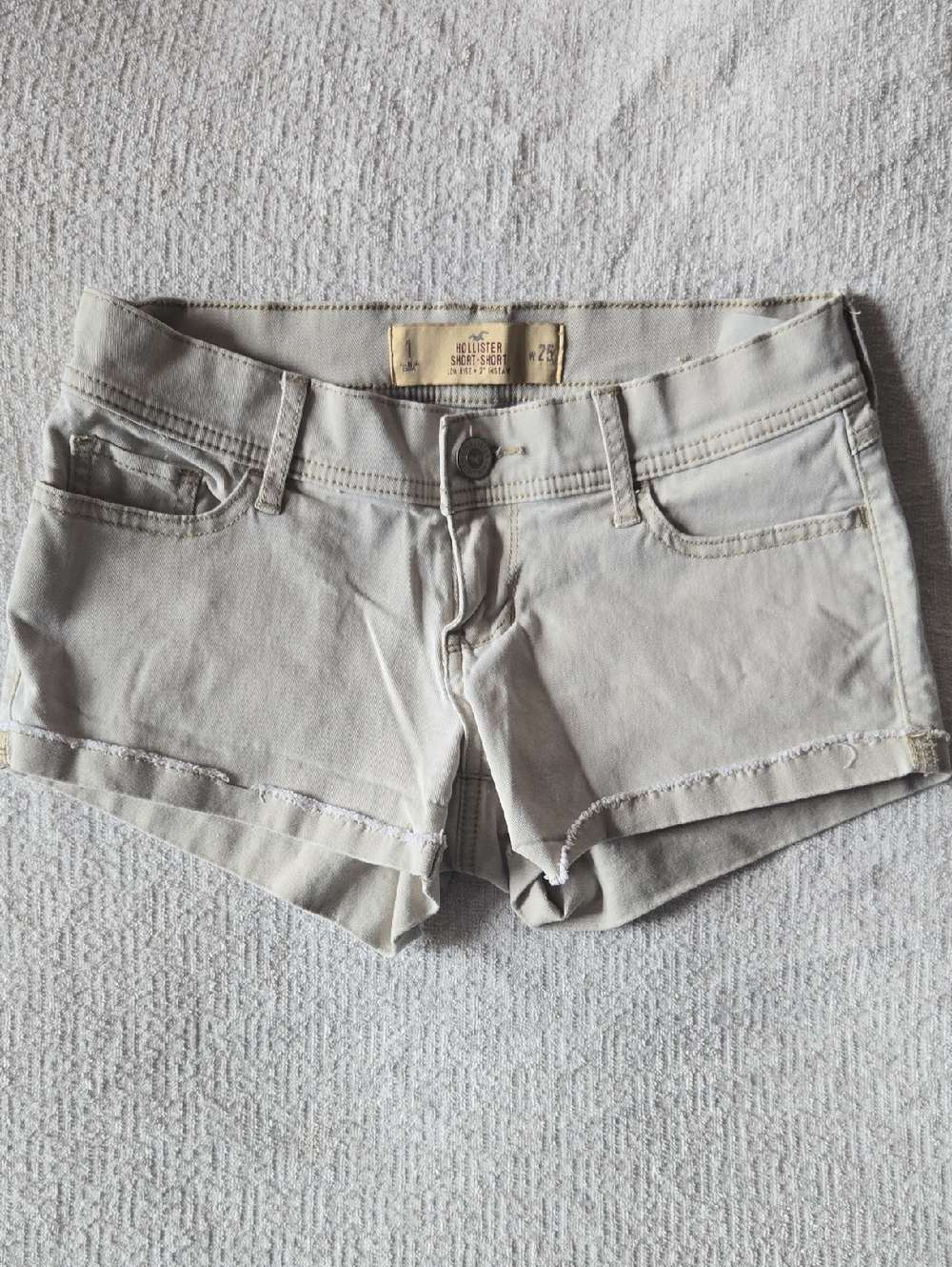 Hollister Women's Pale Gray Low-Rise Denim Shorts